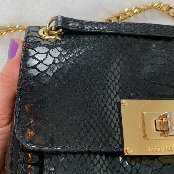 MICHAEL Michael Kors Black Python Embossed Leather Crossbody - Picture 4 of 16